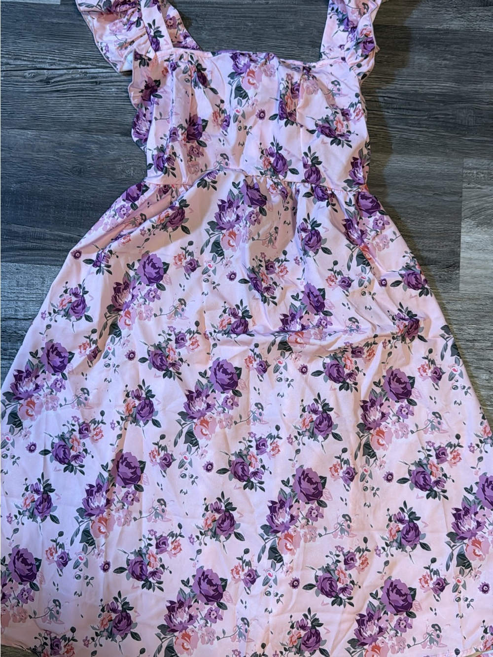 Maternity Pink Floral Sundress with Ruffled Straps